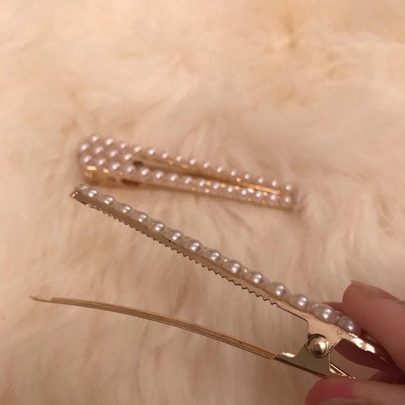 ZARA Hair Clip Pearl Set Rose Gold Jumbo Duo NEW - Picture 3 of 15